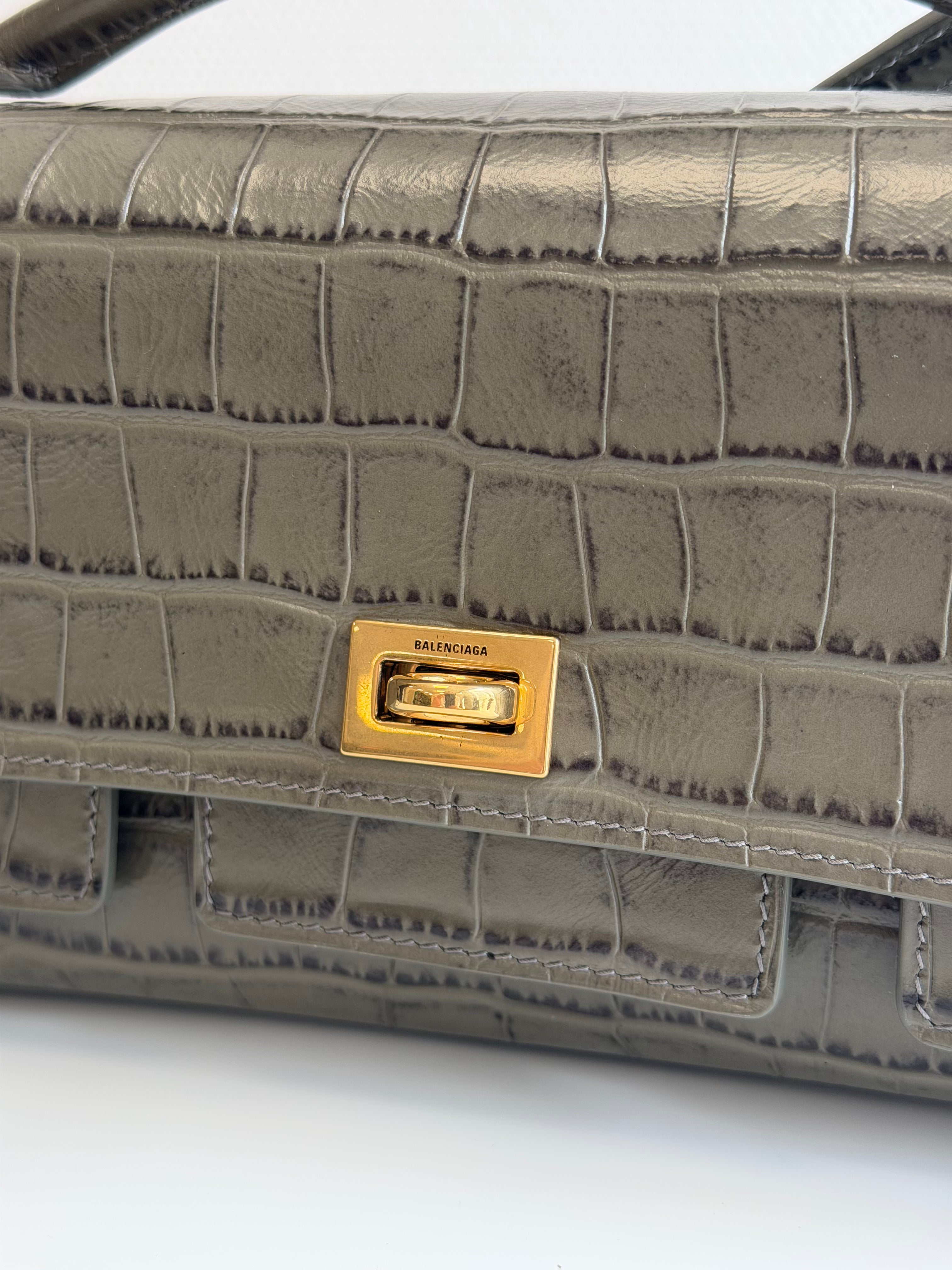 Bel Air Clutch in Croc-embossed Calfskin