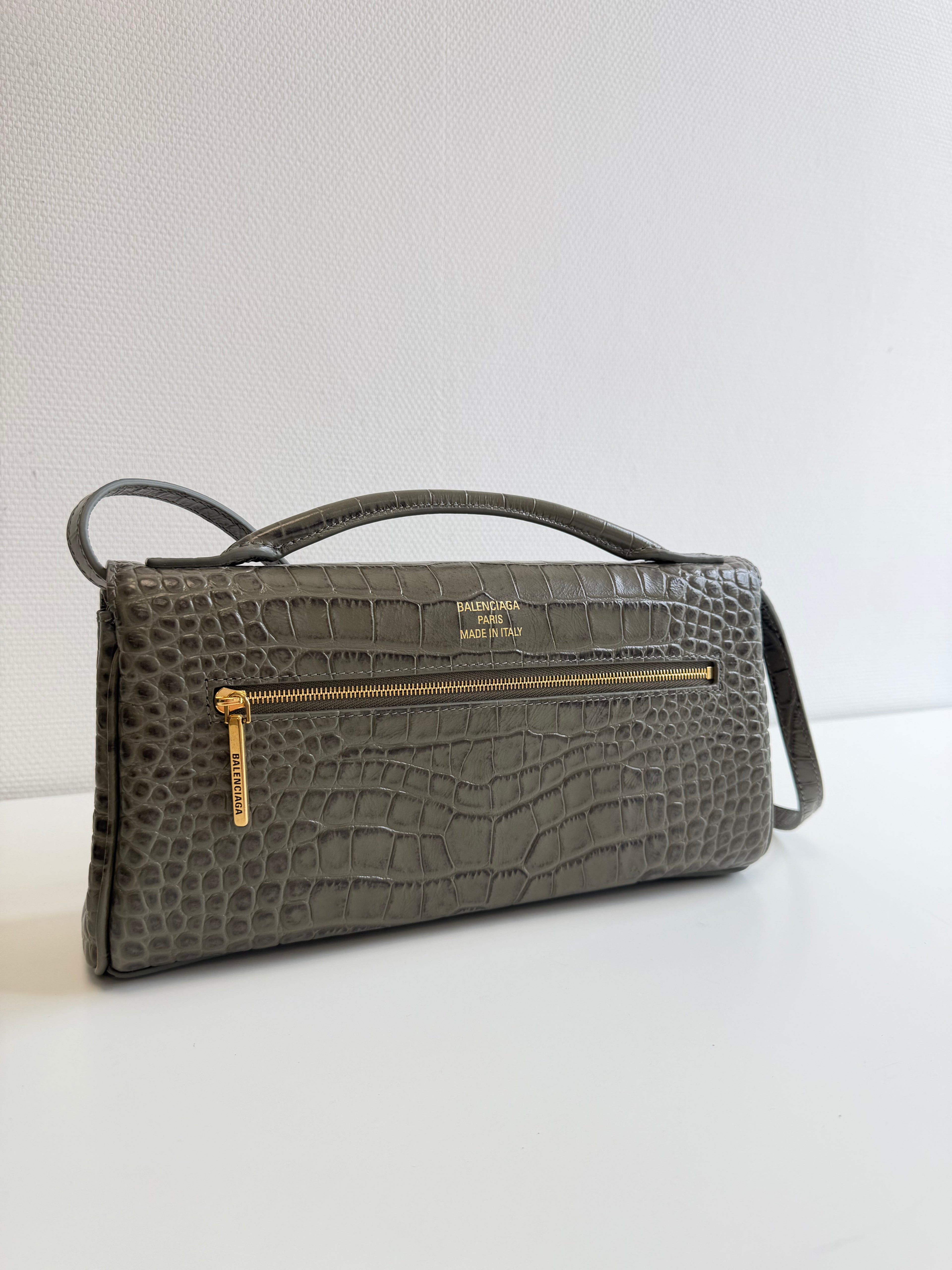 Bel Air Clutch in Croc-embossed Calfskin