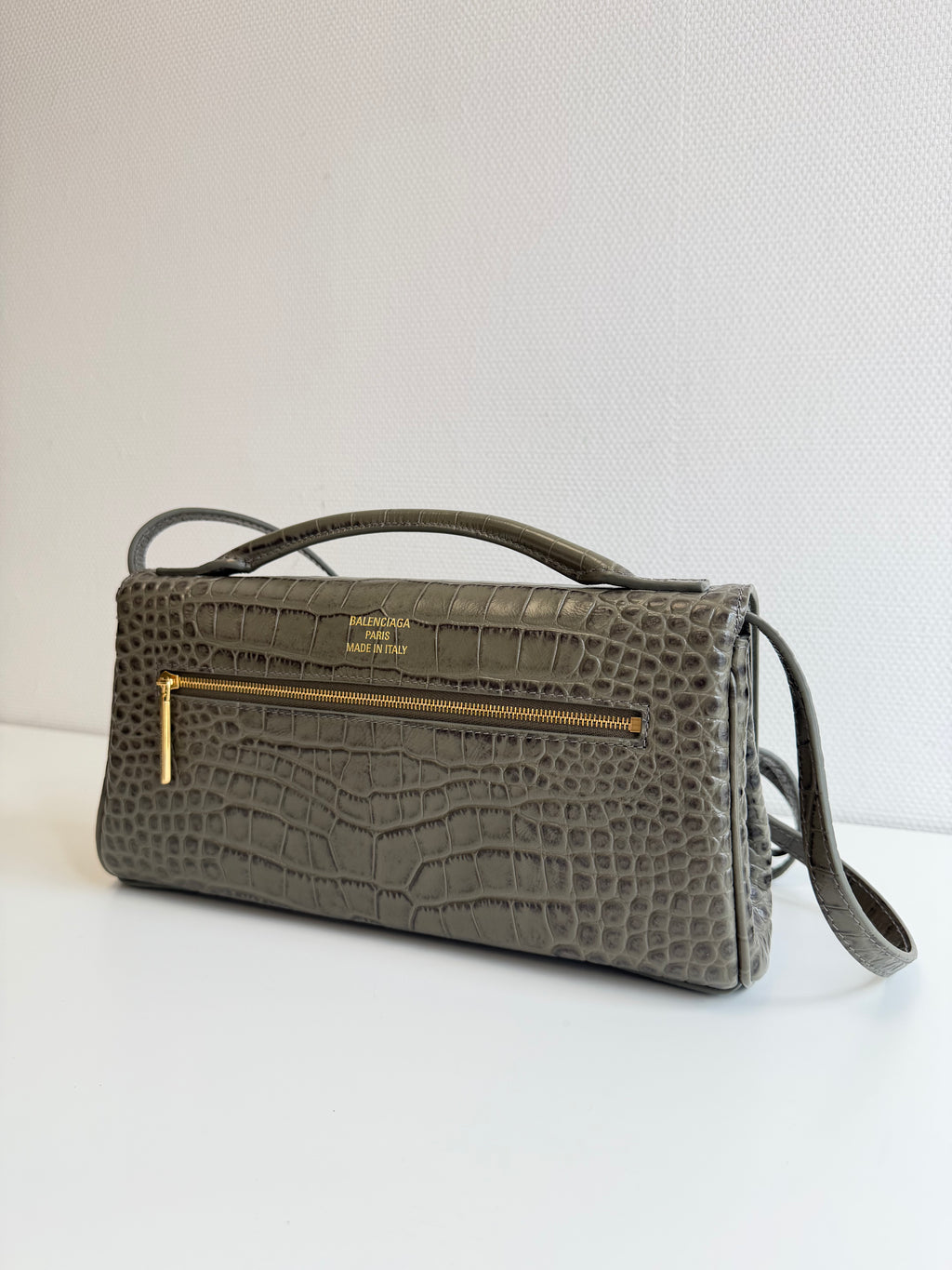Bel Air Clutch in Croc-embossed Calfskin