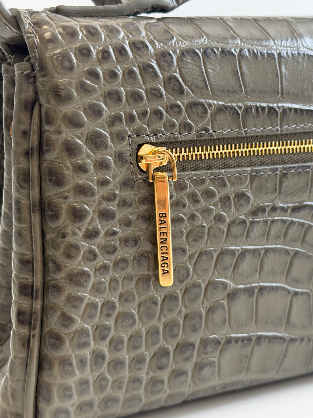 Bel Air Clutch in Croc-embossed Calfskin