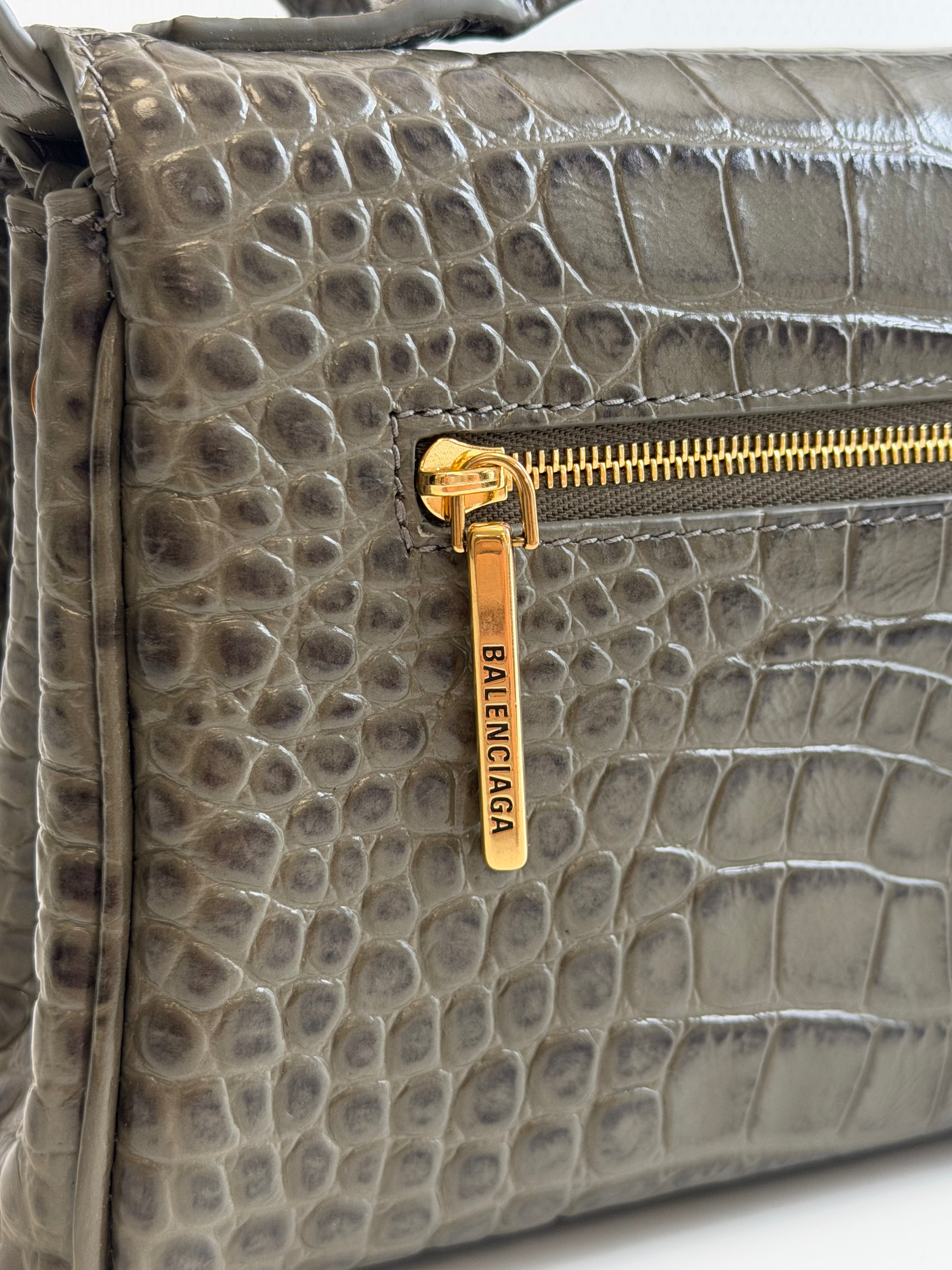Bel Air Clutch in Croc-embossed Calfskin