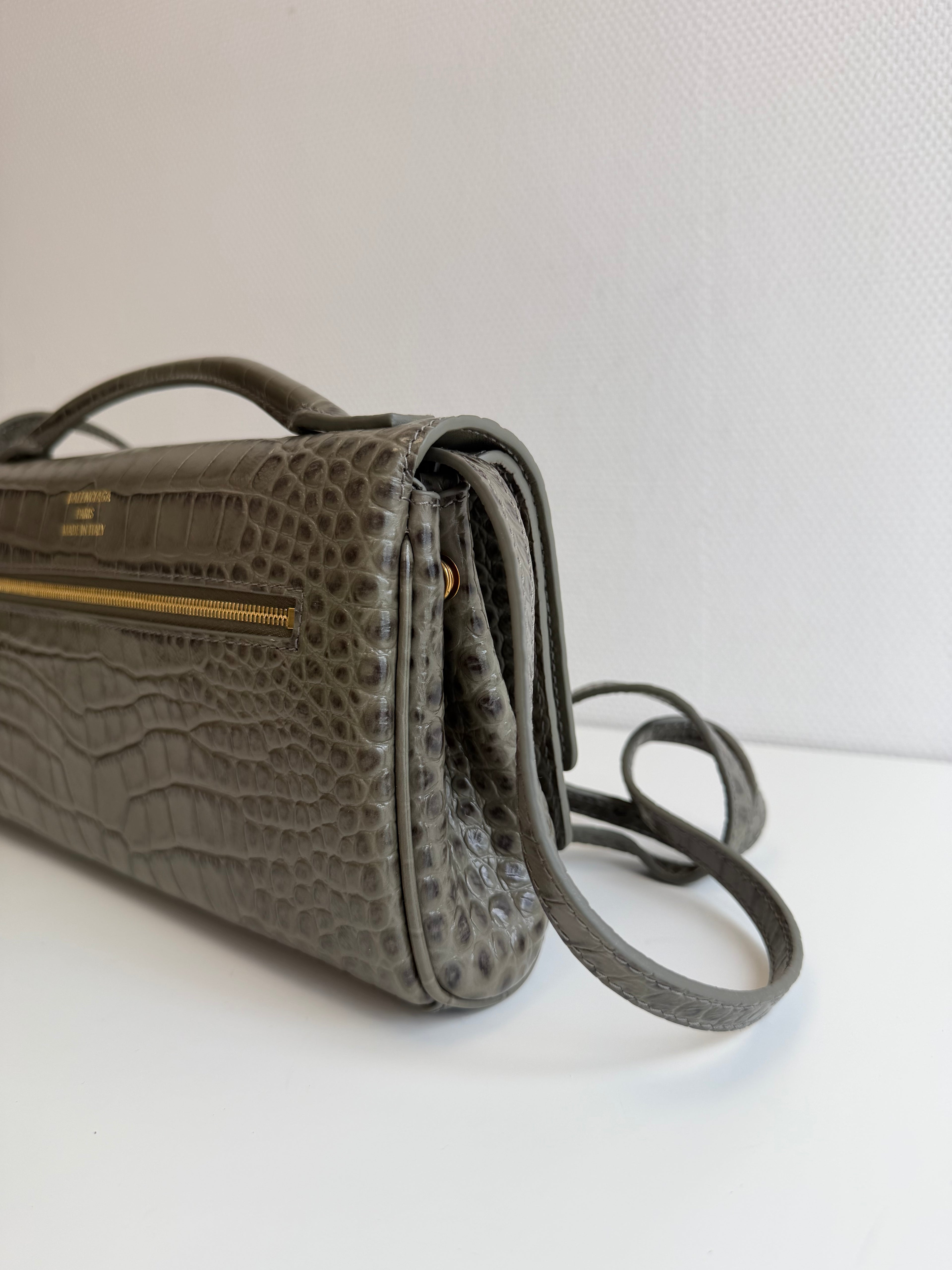 Bel Air Clutch in Croc-embossed Calfskin