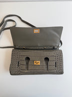Bel Air Clutch in Croc-embossed Calfskin