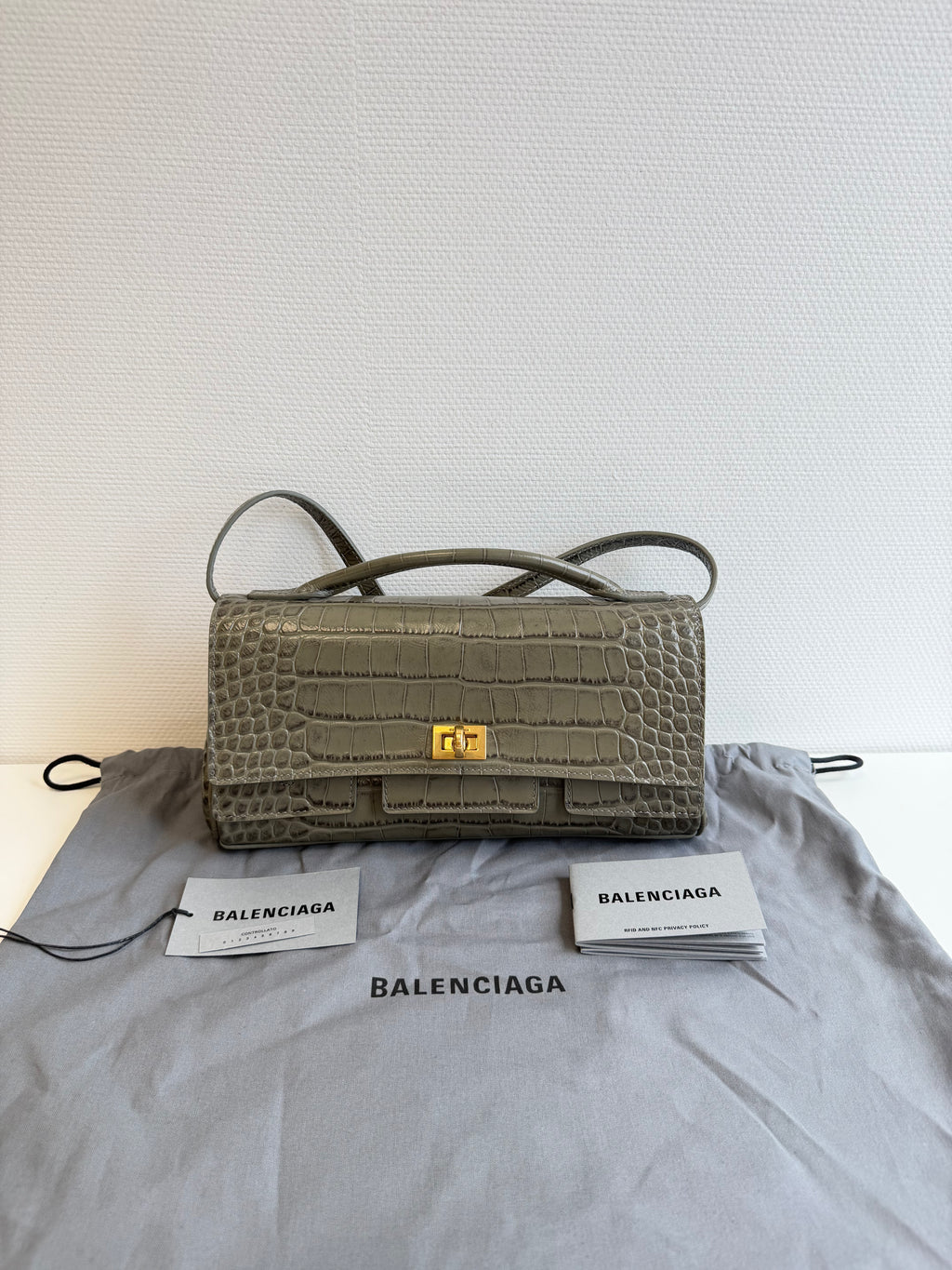 Bel Air Clutch in Croc-embossed Calfskin