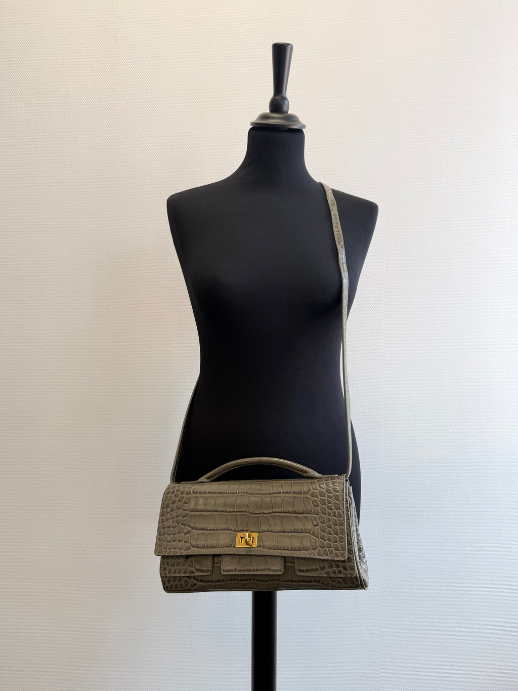 Bel Air Clutch in Croc-embossed Calfskin