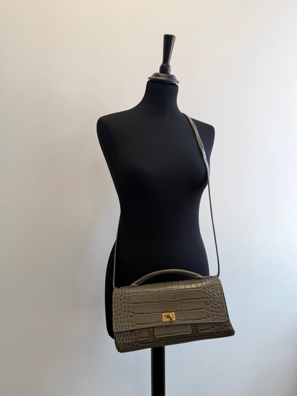 Bel Air Clutch in Croc-embossed Calfskin