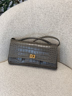 Bel Air Clutch in Croc-embossed Calfskin