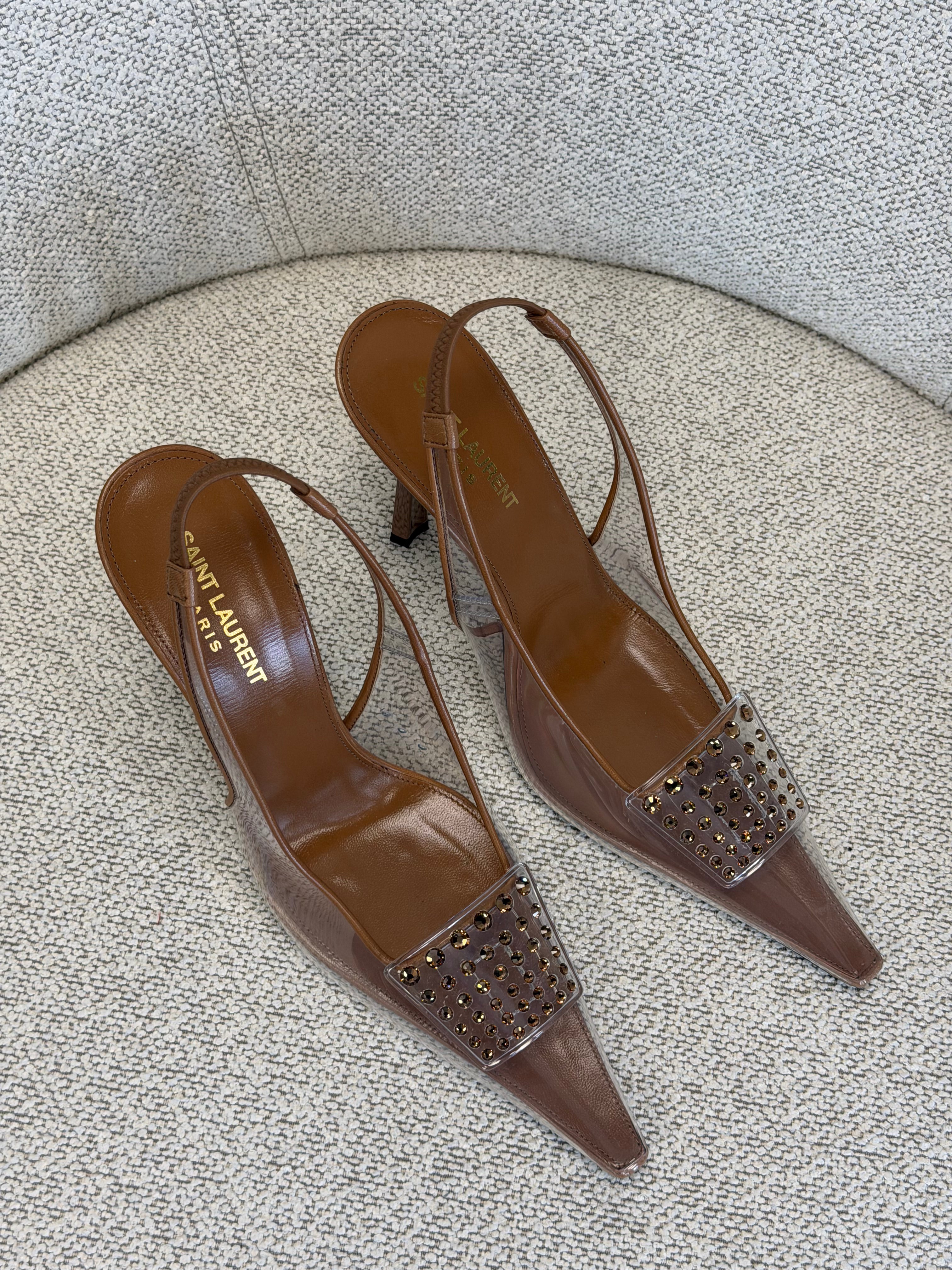Jive Embellished Slingback Pumps Saint Laurent