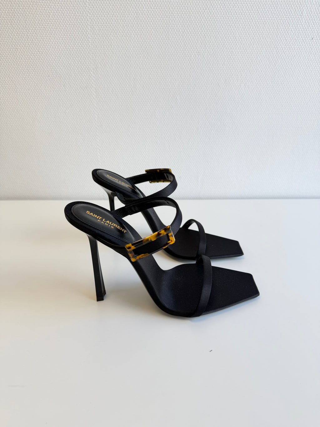 Oud Buckled Satin Mules Saint Laurent