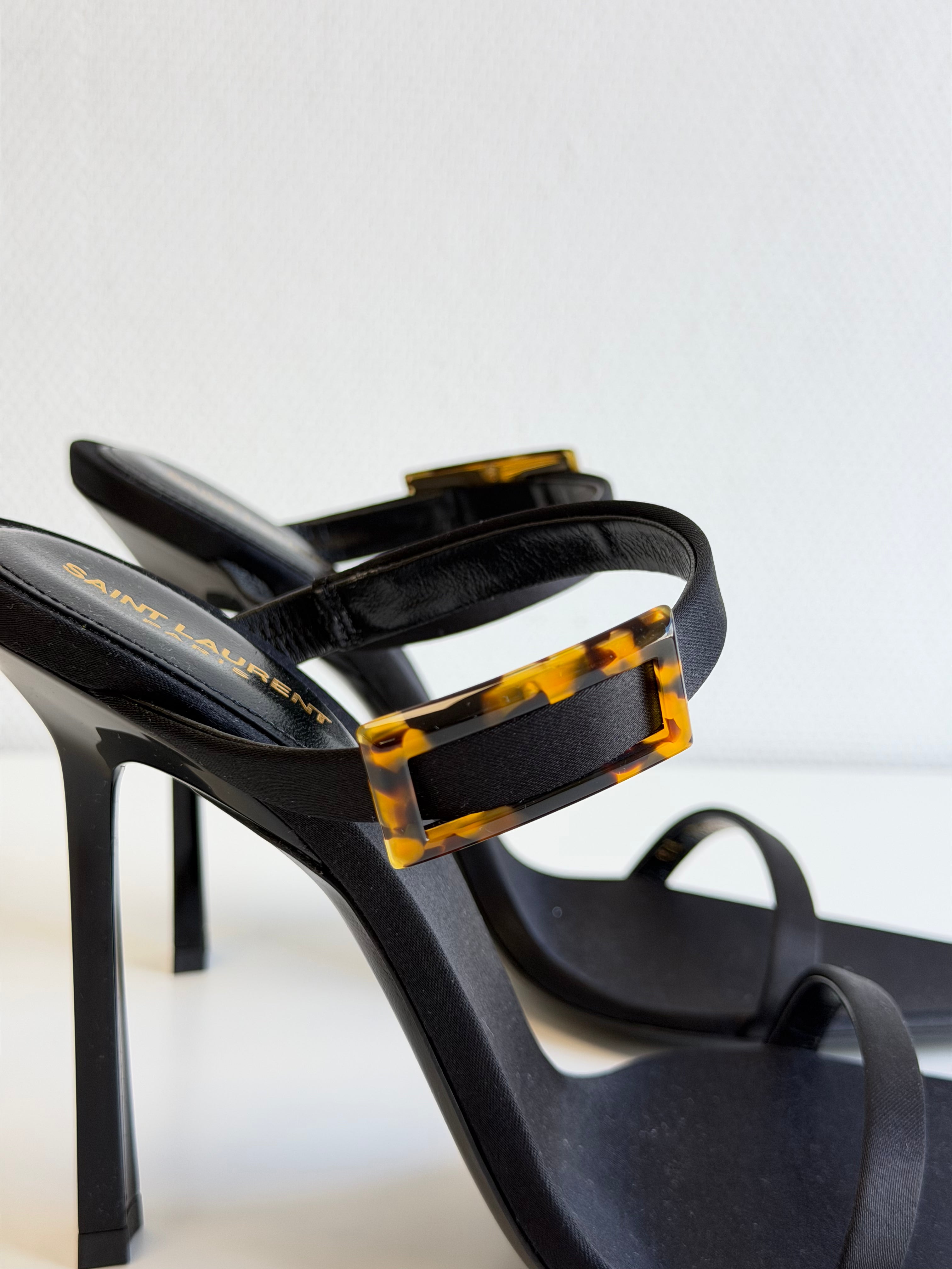 Oud Buckled Satin Mules Saint Laurent