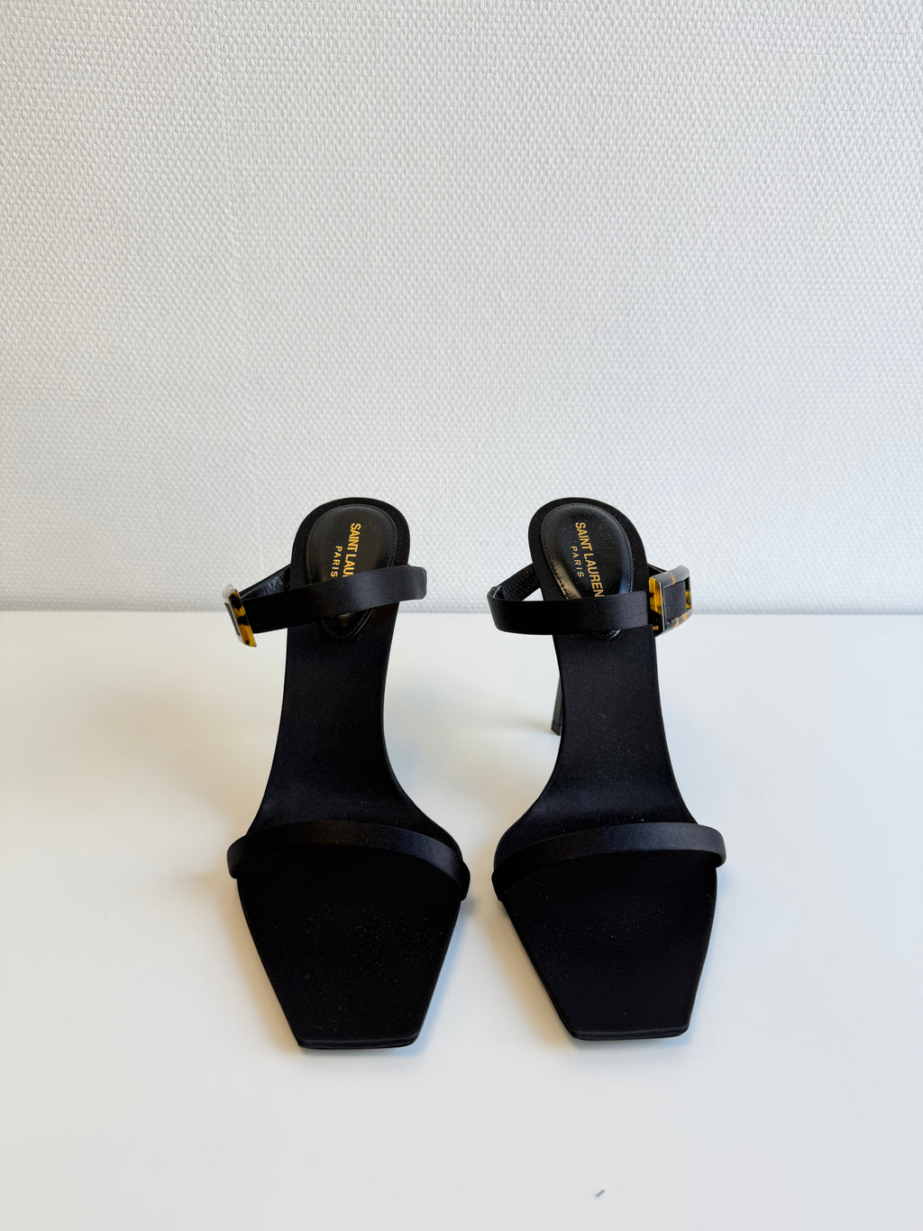 Oud Buckled Satin Mules Saint Laurent