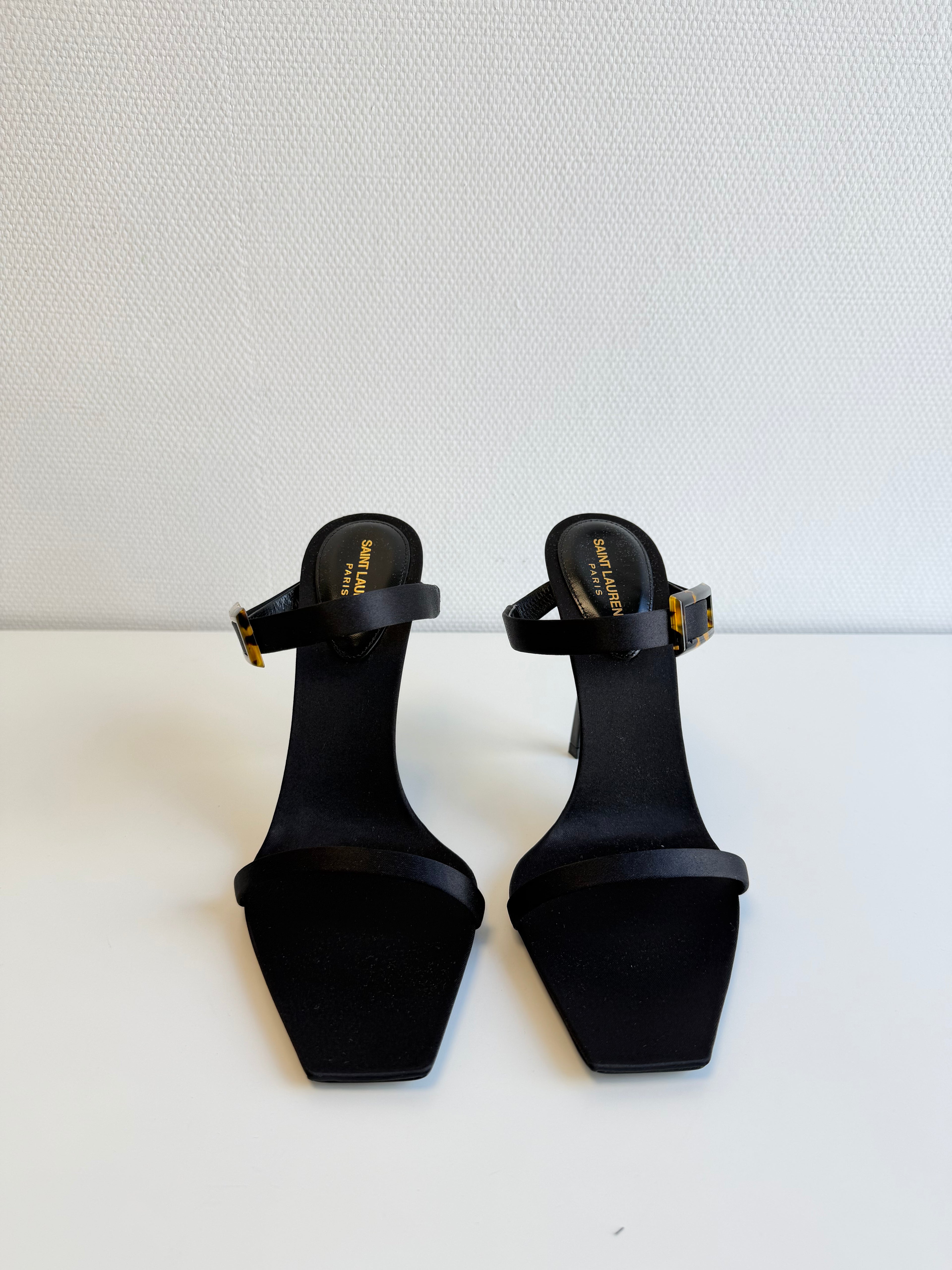 Oud Buckled Satin Mules Saint Laurent