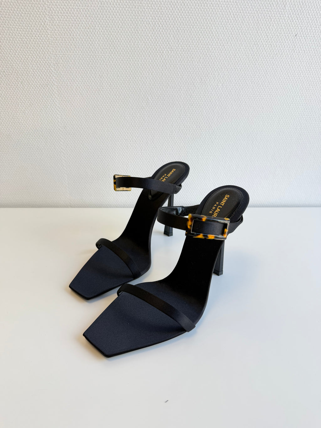 Oud Buckled Satin Mules Saint Laurent