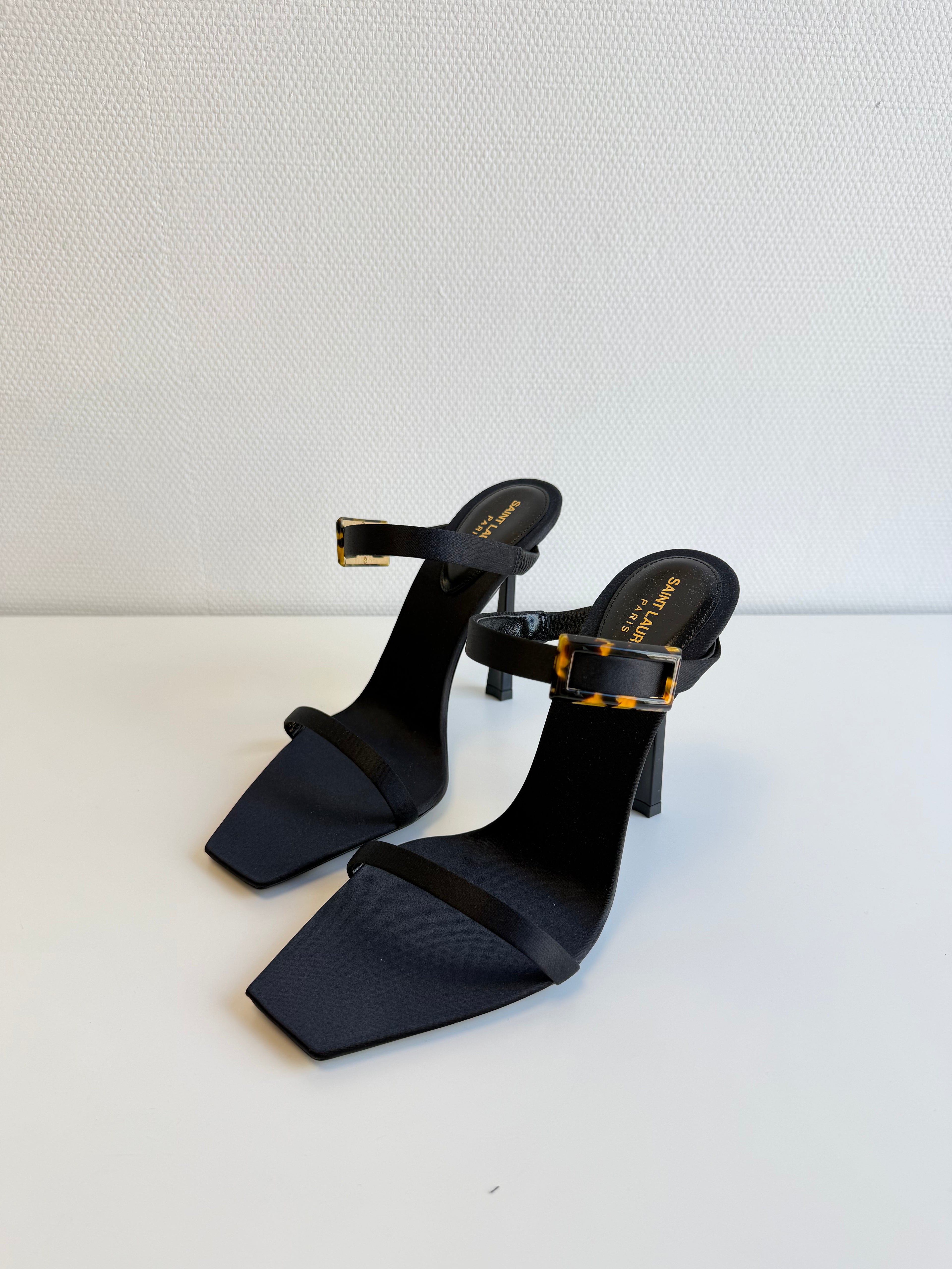 Oud Buckled Satin Mules Saint Laurent