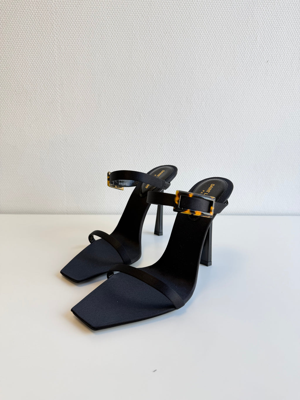 Oud Buckled Satin Mules Saint Laurent