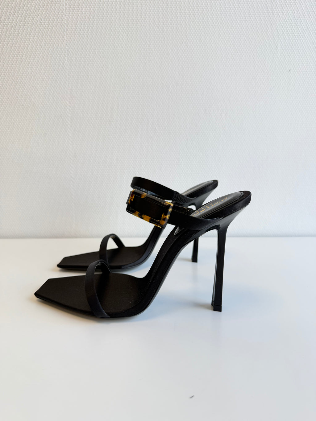 Oud Buckled Satin Mules Saint Laurent