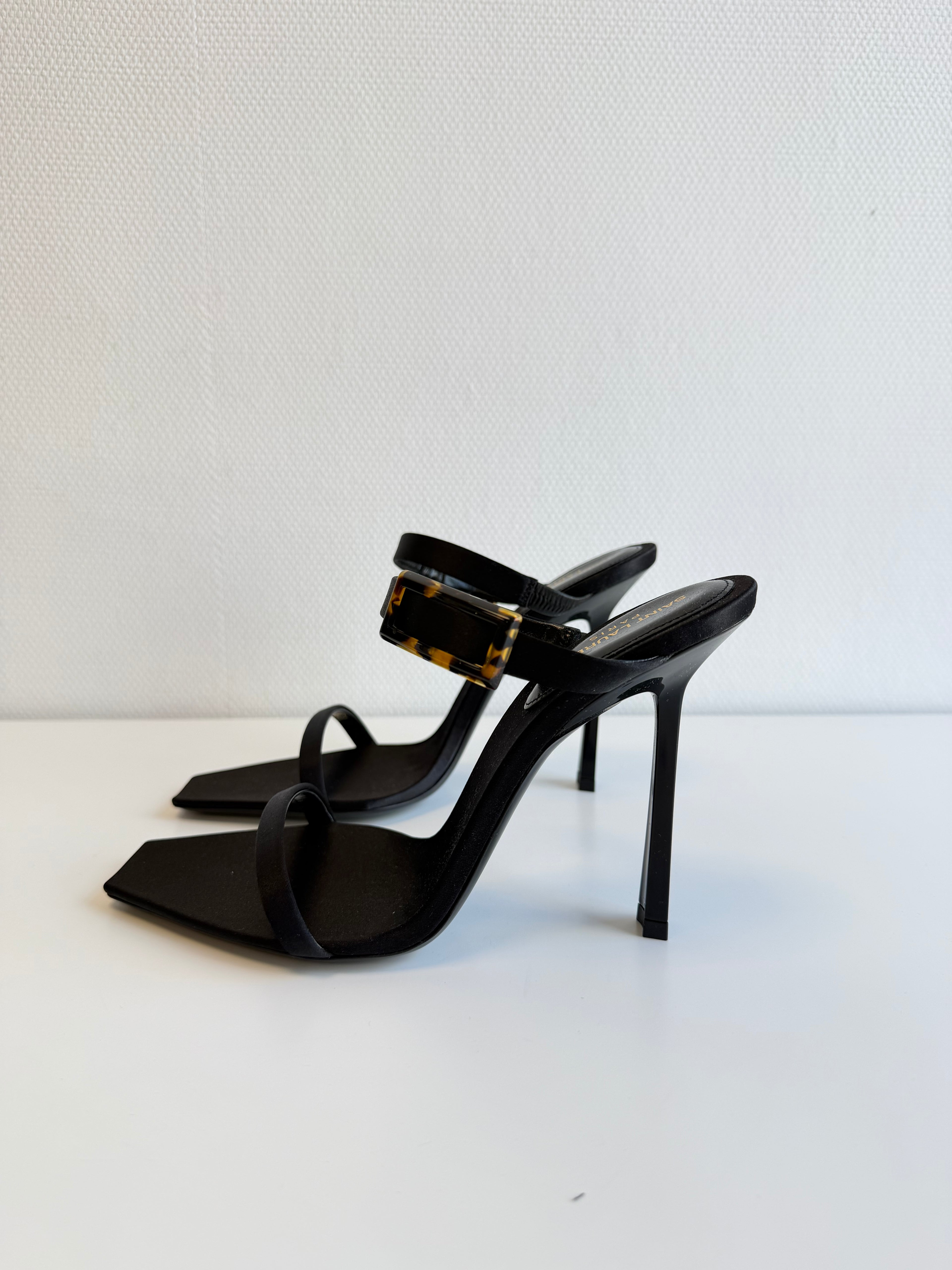 Oud Buckled Satin Mules Saint Laurent