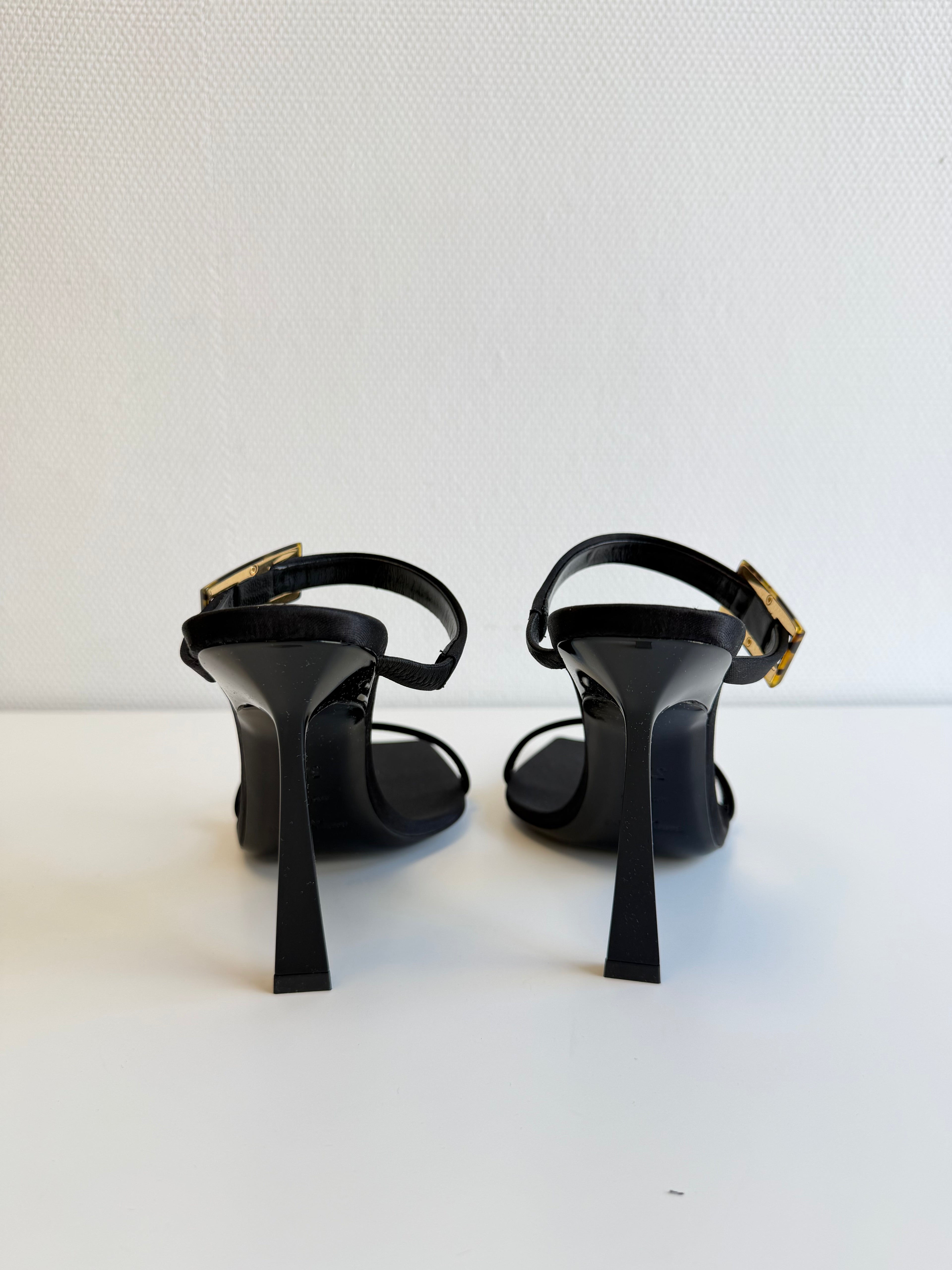 Oud Buckled Satin Mules Saint Laurent