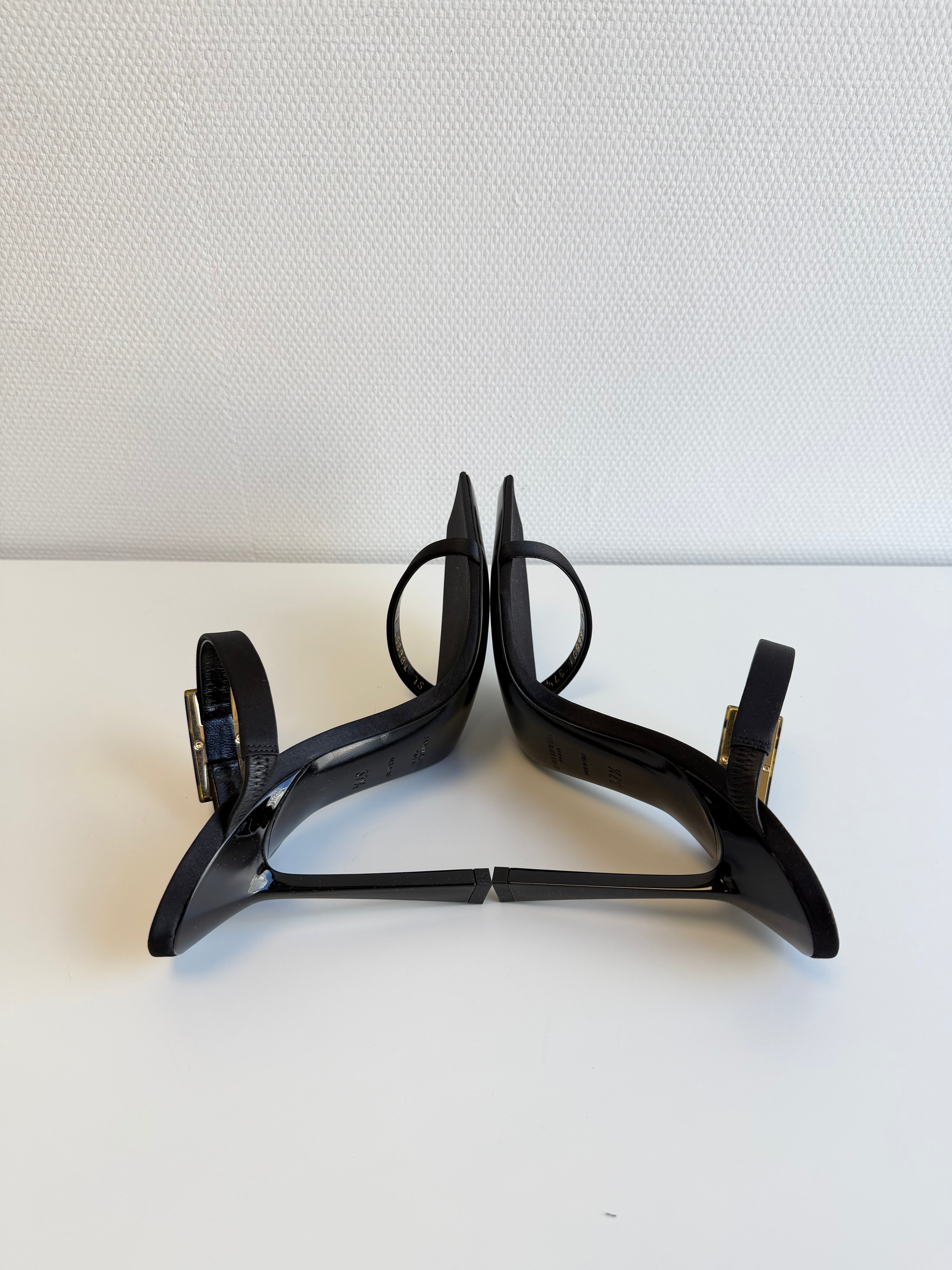 Oud Buckled Satin Mules Saint Laurent
