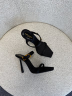 Oud Buckled Satin Mules Saint Laurent