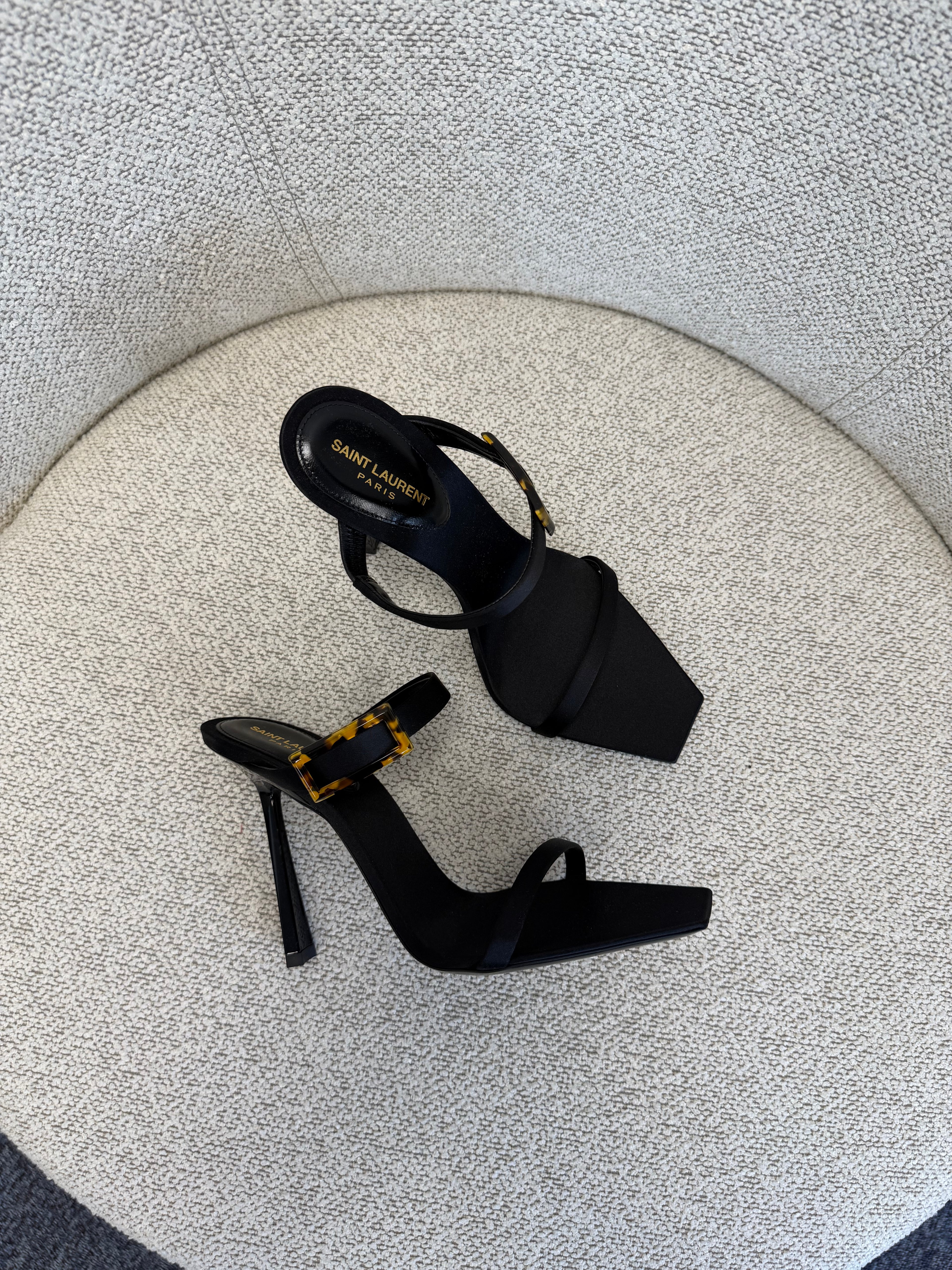 Oud Buckled Satin Mules Saint Laurent
