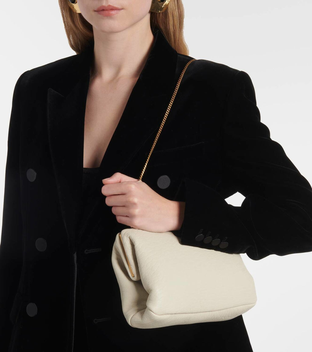Leather clutch with logo Saint Laurent